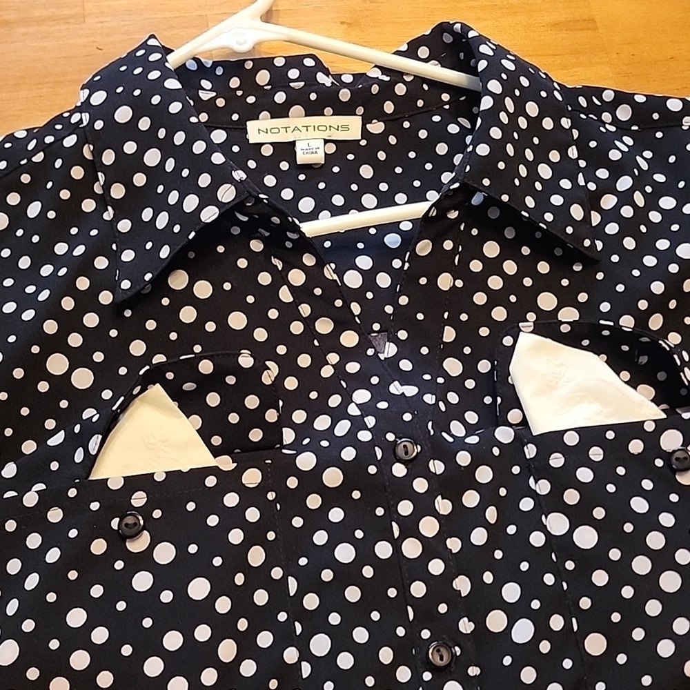 Notations Long Sleeve Women's Button-Front Blouse Size L